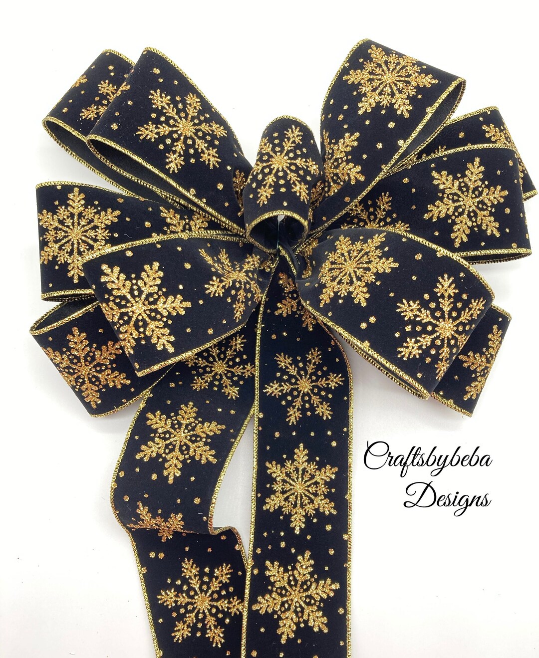 Christmas Black and Gold Decorative Bow / Black Velvet and Gold ...