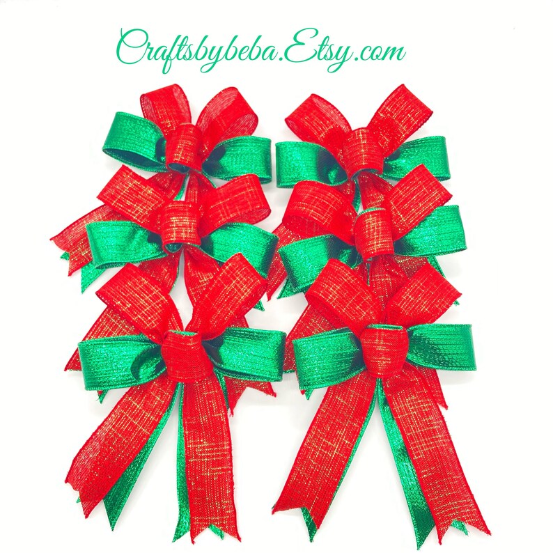 Christmas Decorative Bows / Set 6 Bows / Christmas Red and Etsy