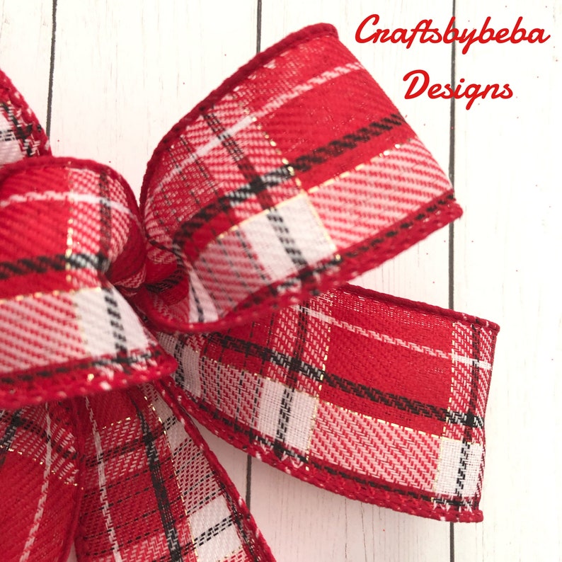 Christmas Plaid Decorative Bows / Set of 6 Bows / Xmas Red Etsy