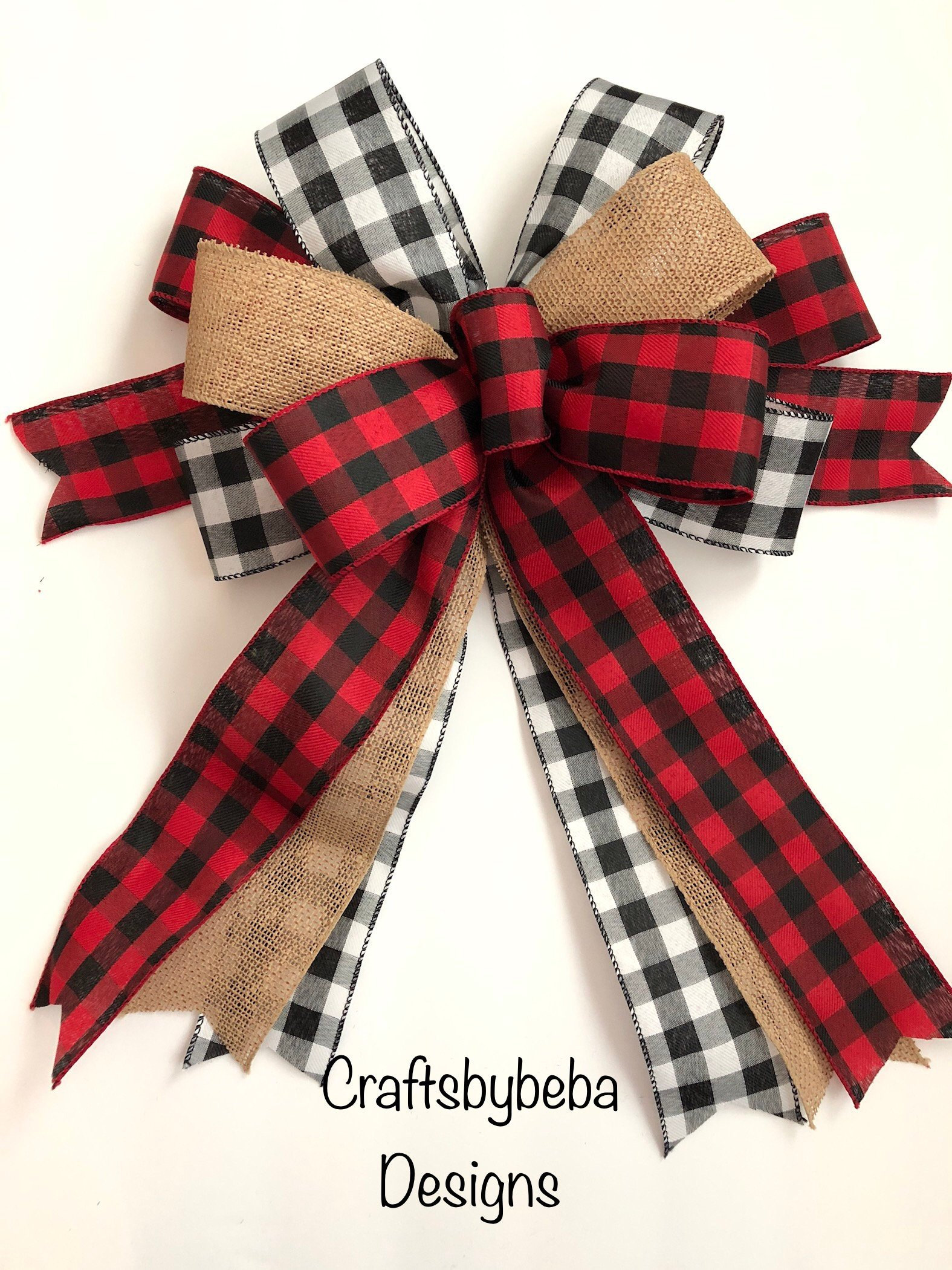 Christmas Wreath Bow / Buffalo - Plaid Xmas Wreath Bow / Red - Black …