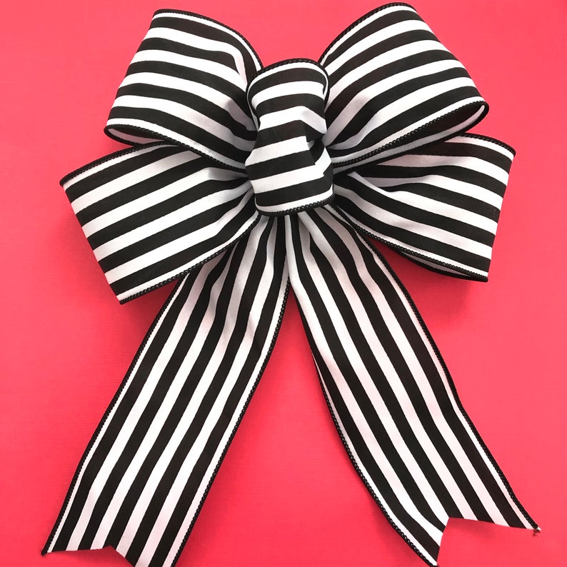 Black and White Striped Decorative Bows / Set of 5 Bows / | Etsy