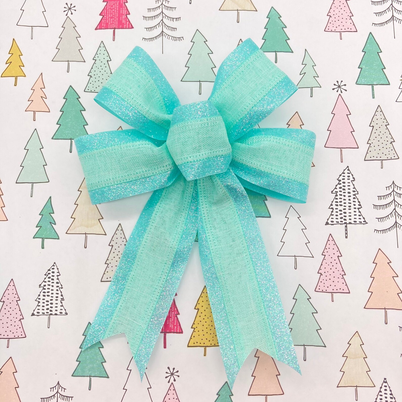 Teal Christmas Decorative Bows / Set 6 Bows / Christmas Tree Etsy