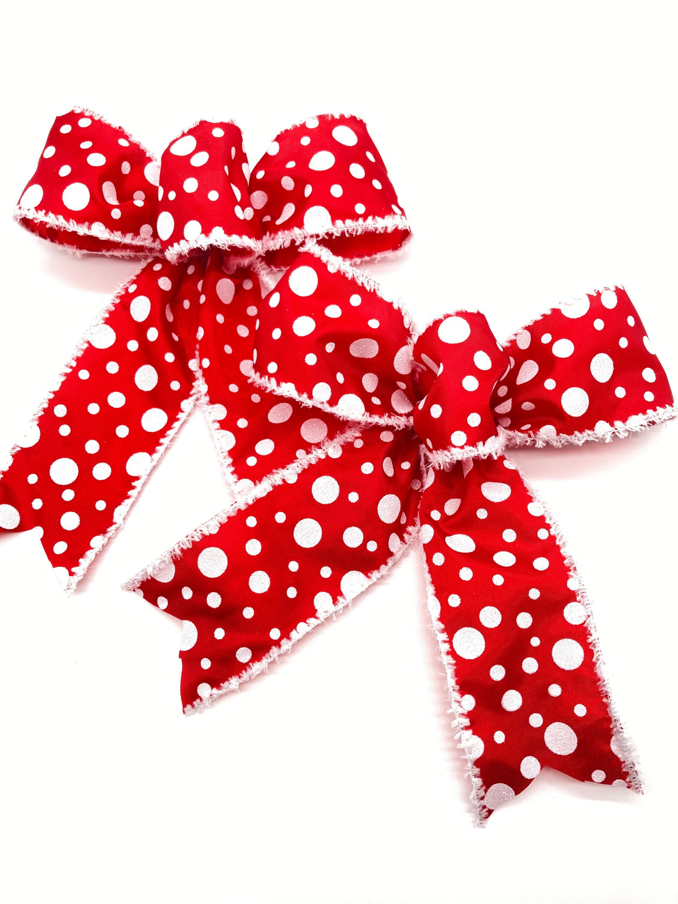 Christmas Red and a White Tree Topper / Christmas Polka Dots Small Bows ...