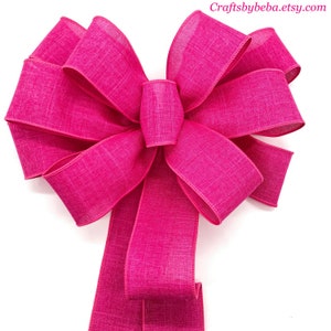 Fuchsia Wreath Bow / Hot Pink Decorative Bow / Christmas Pink Decor Bow / Summer Fuchsia Decor Bow / Lantern Bow / Christmas Tree Topper image 5