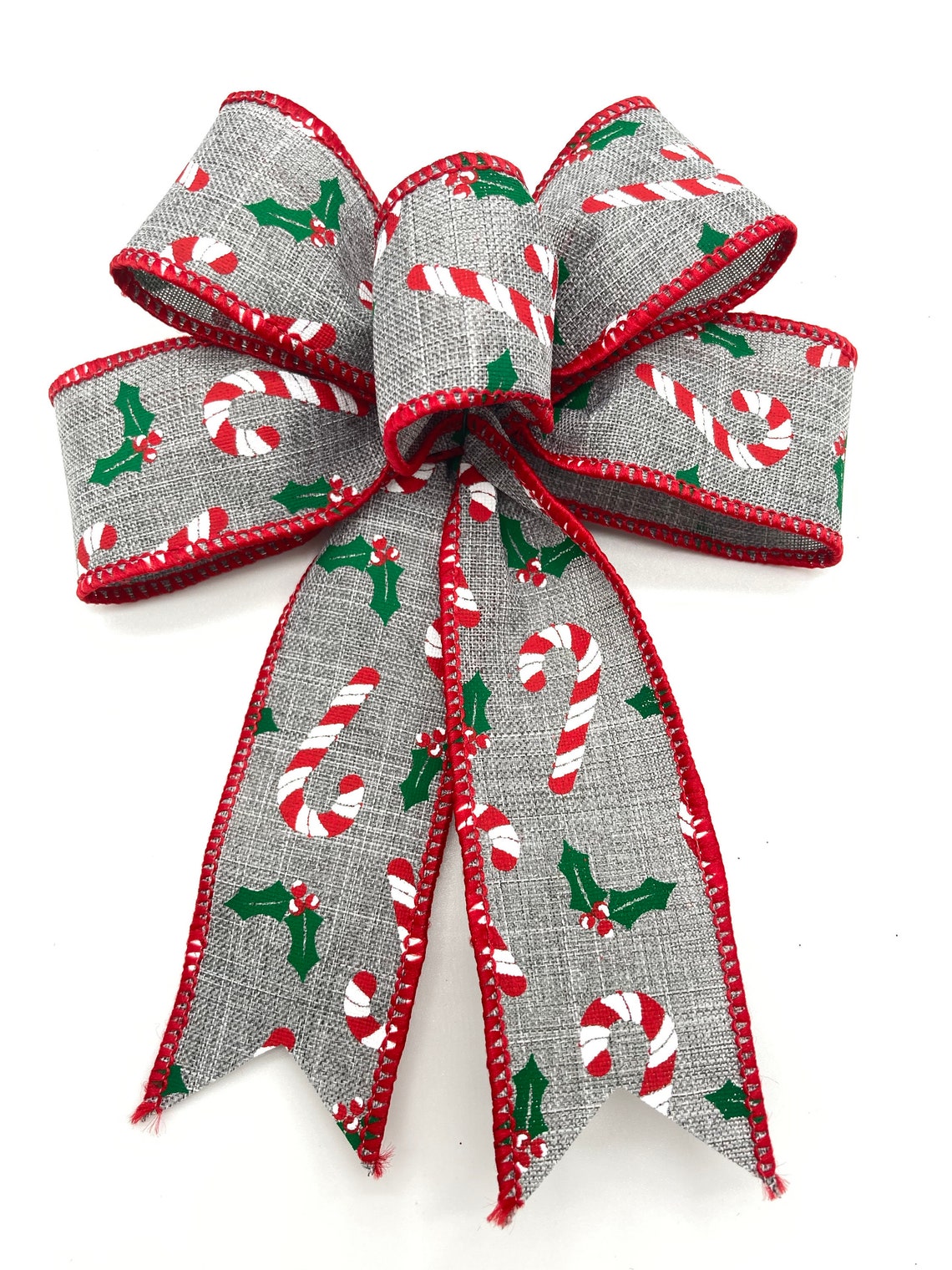 Candy Cane Decorative Bows / Set 9 Bows / Peppermint Etsy