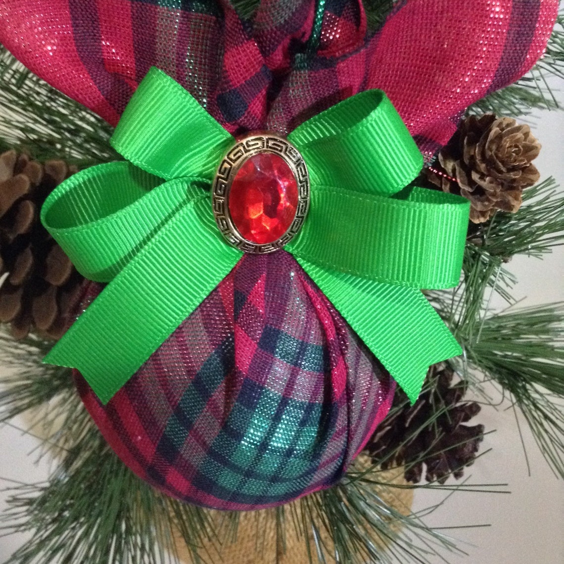 Plaid Fabric Ornaments / Christmas Ornaments / Set of 2 / Xmas Etsy