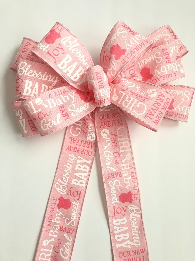 Pink Wreath Bow / Baby Girl Wreath Bow / It's a Girl Etsy