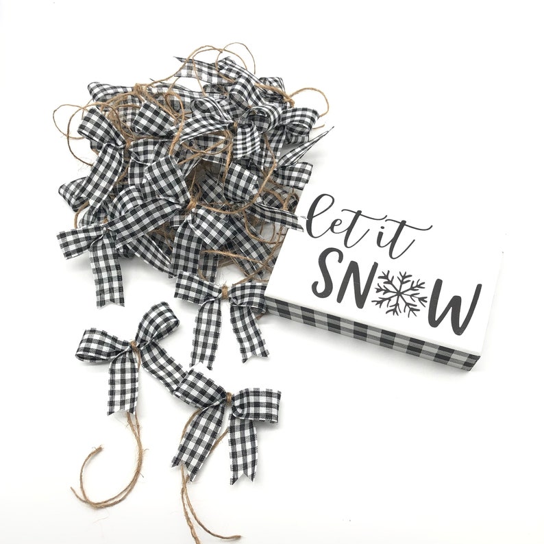 Black and White Plaid Bows / Small Buffalo Decorative Bows / image 3