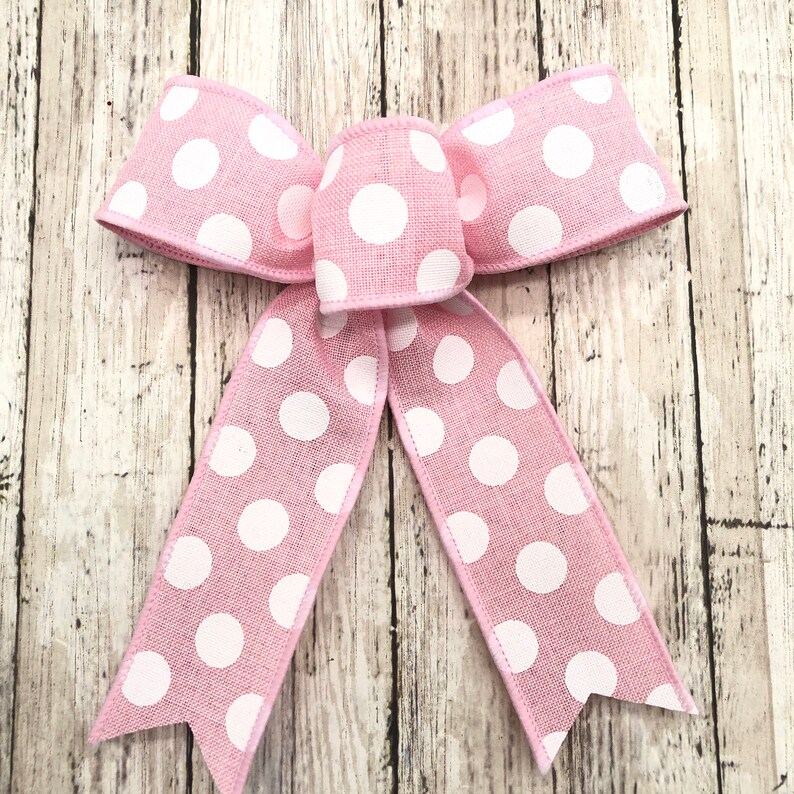 Pink and White Decorative Bows / Pink Polka Dots Bows / Set 12 Etsy