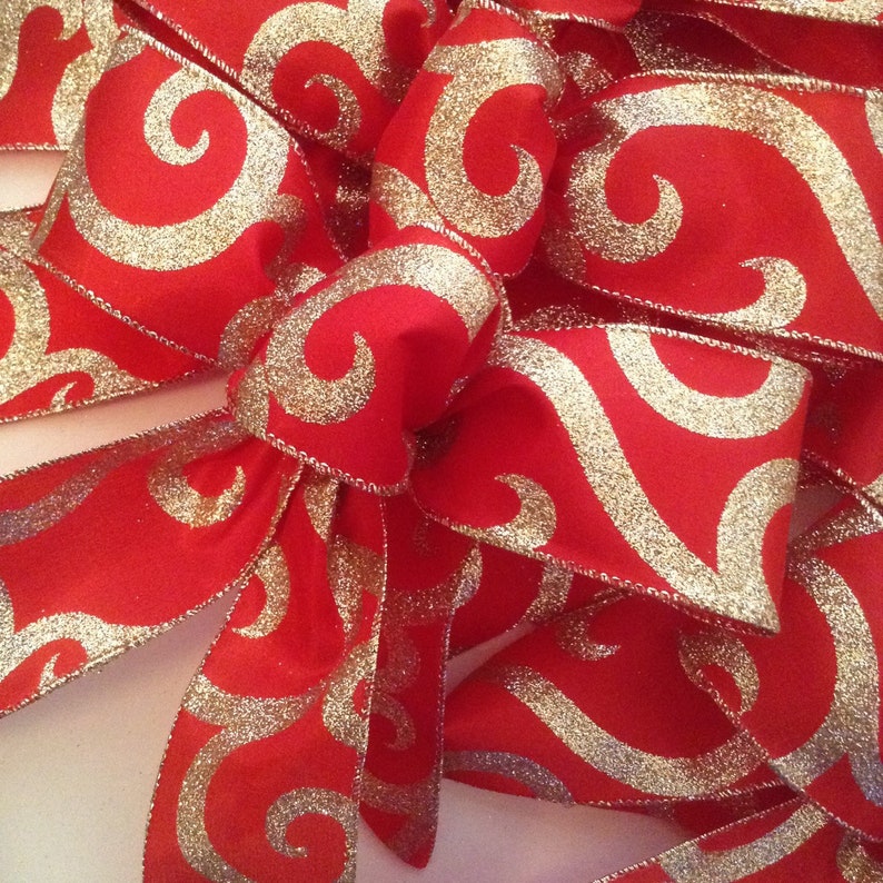 Christmas Red and Gold Bow / Christmas Tree Bows / Christmas Etsy