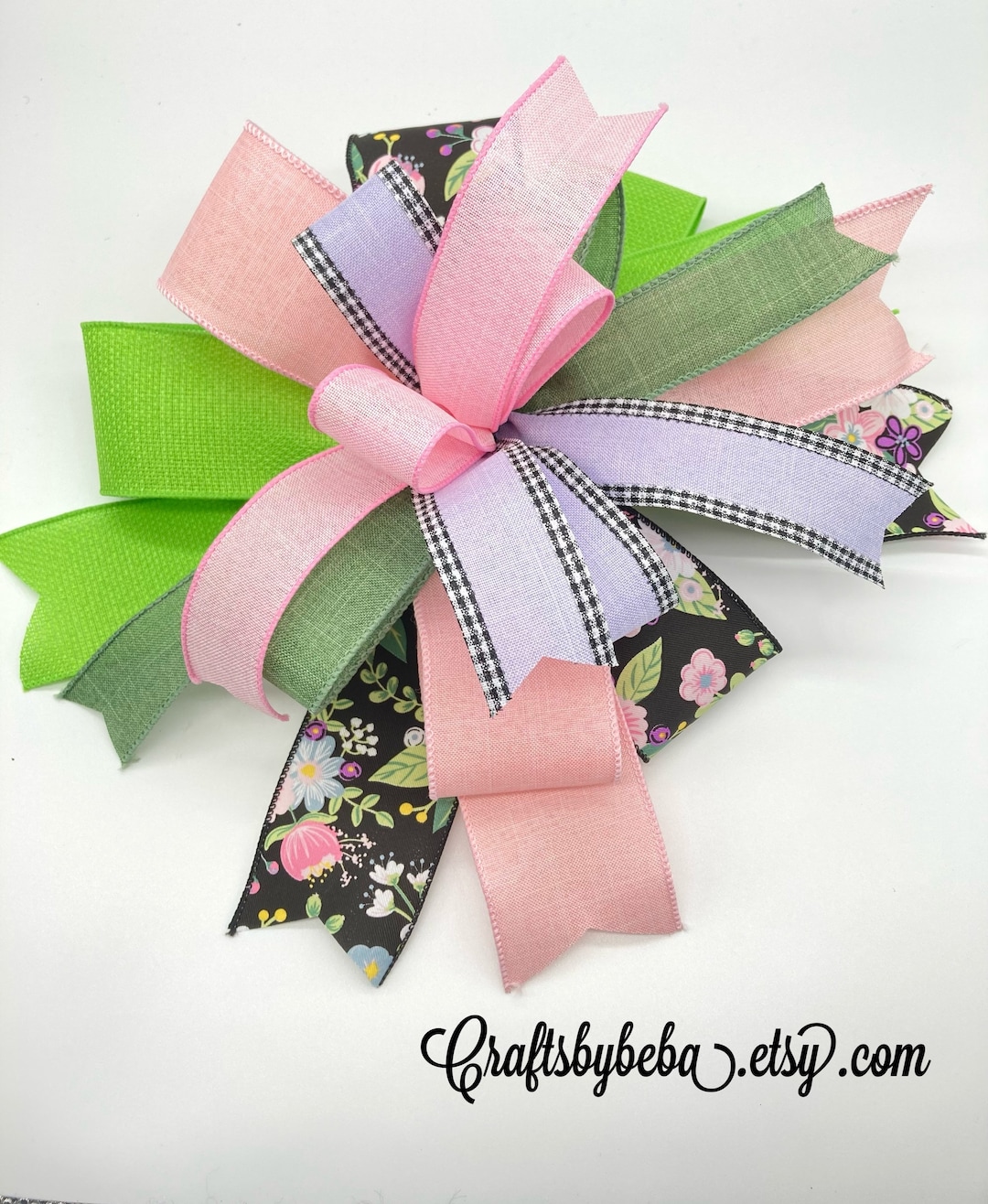 Floral Summer Wreath Bow: Handmade Spring Decor, 12-inch - Etsy