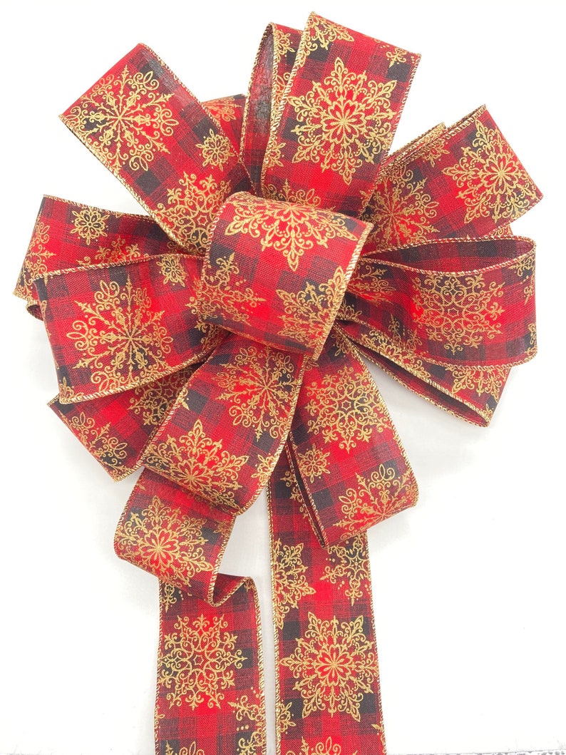 Christmas Tree Topper / Red and Gold Tree Topper / Christmas Etsy