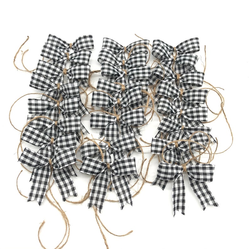 Black and White Plaid Bows / Small Buffalo Decorative Bows / image 1
