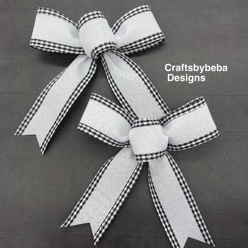 Christmas Black and White Decorative Bows / Set 8 Bows / Small Etsy