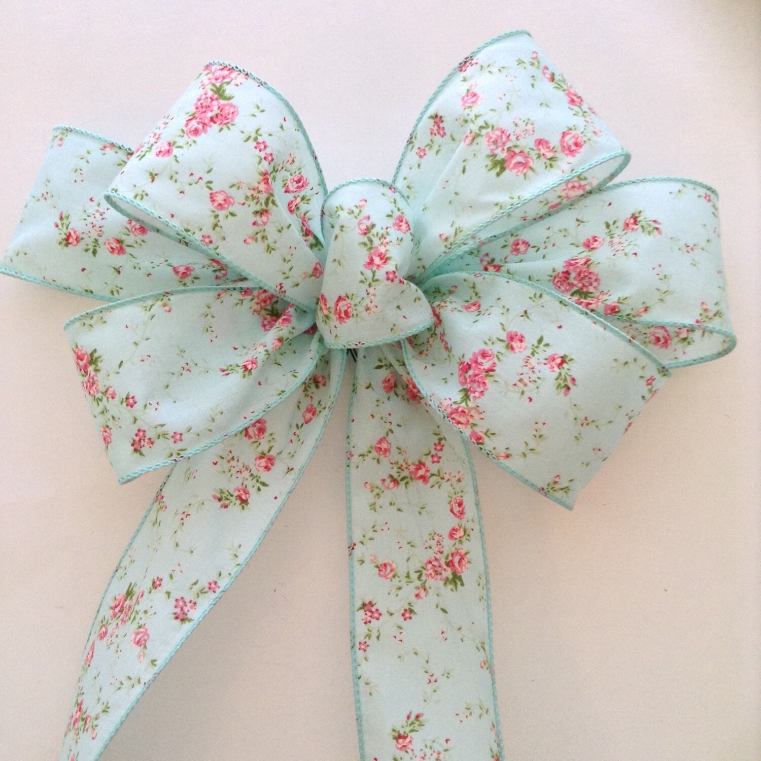 Teal Color bow / Floral Pattern Decor Bow / Pink and Teal ...