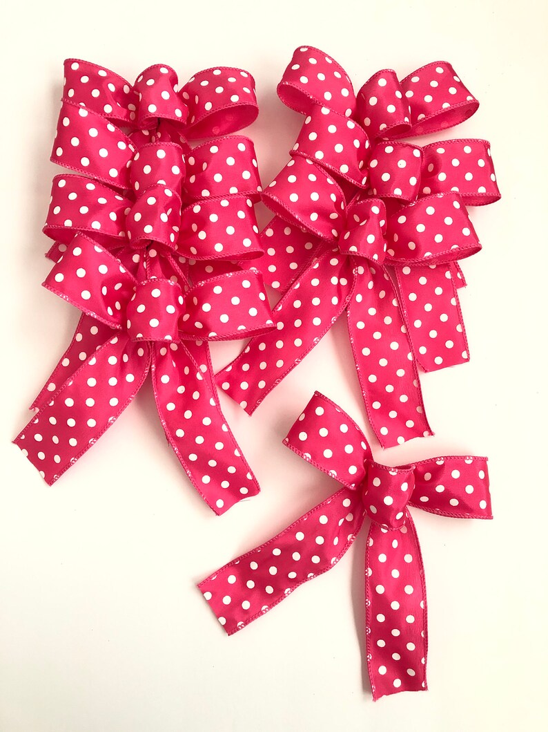 Pink and White Decorative Bows / Hot Pink Polka Dots Bows / Etsy