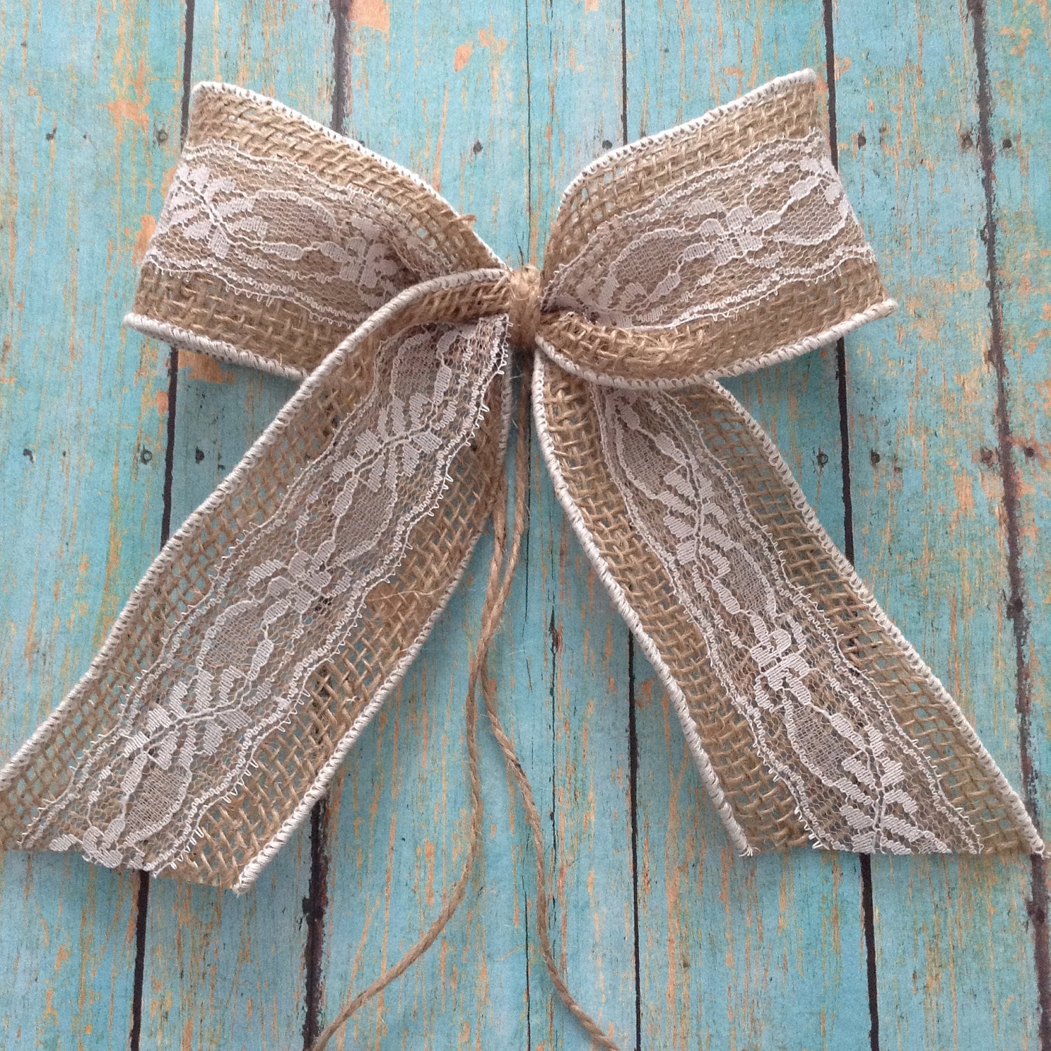 Burlap and White Lace Bows / Wedding Burlap Decorative Bows / Etsy