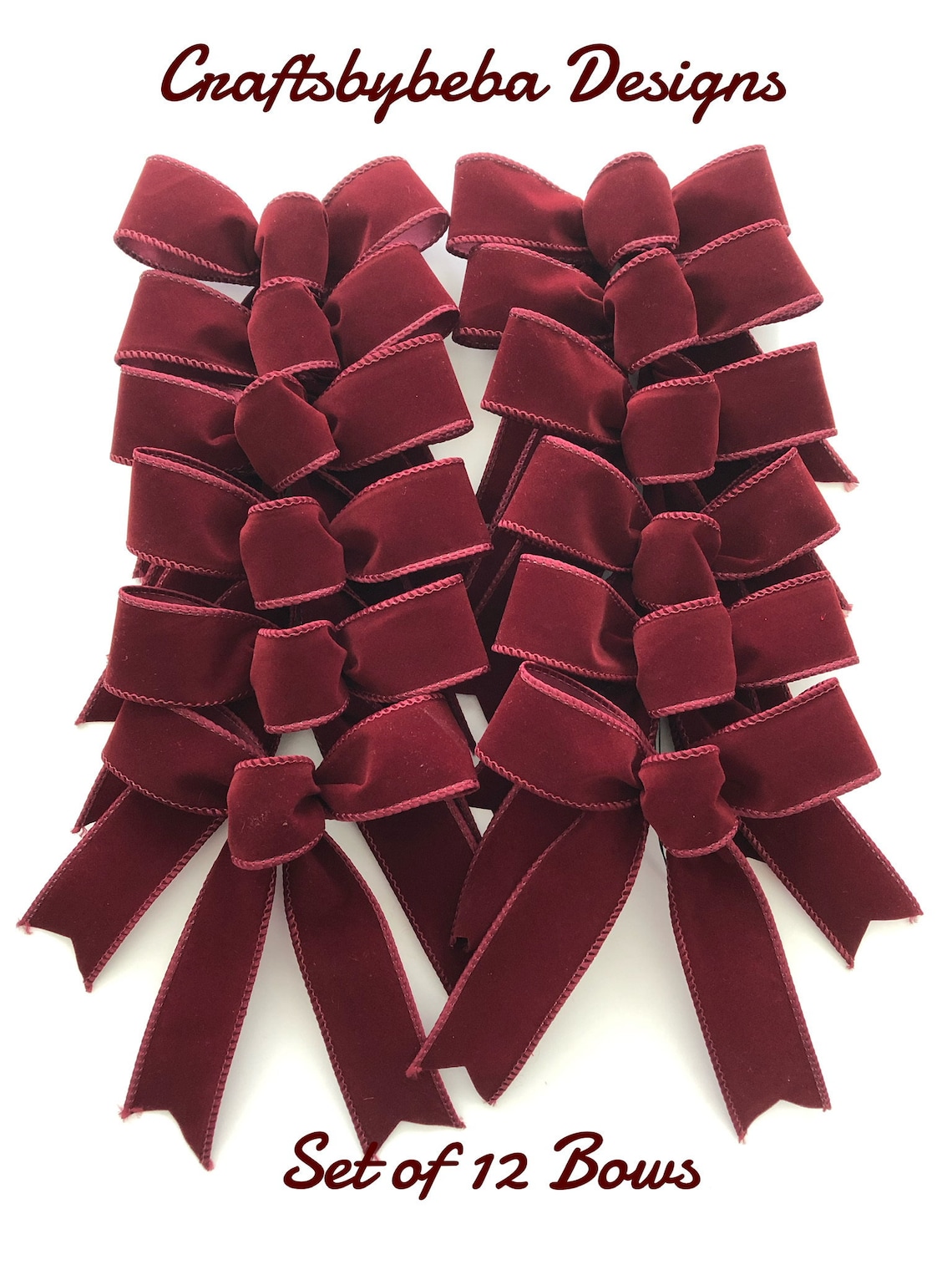 Burgundy Decorative Bows / Set of 12 Bows / Burgundy Velvet | Etsy