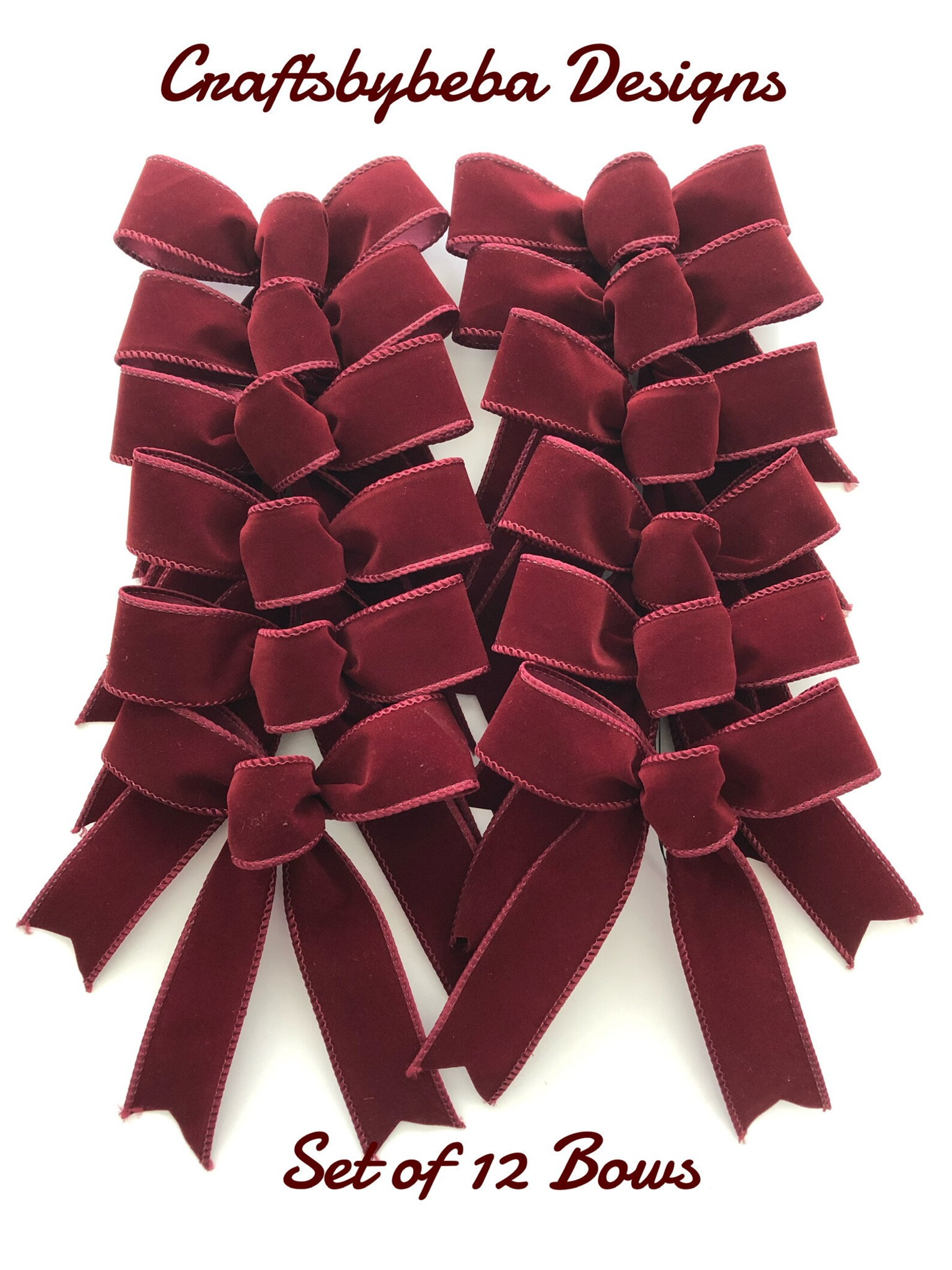 Burgundy Decorative Bows / Set of 12 Bows / Burgundy Velvet Etsy