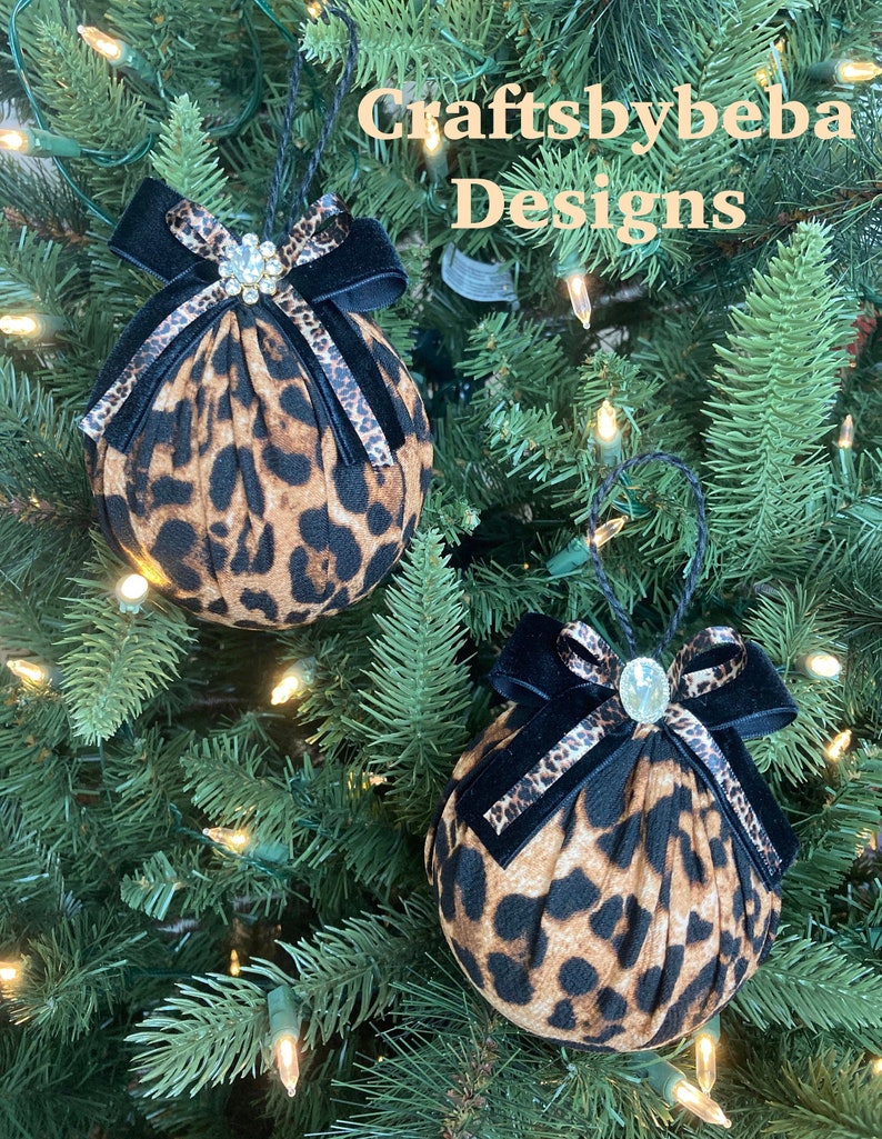 Cheetah Christmas Ornaments / Set 2 Ornaments / Fabric ...