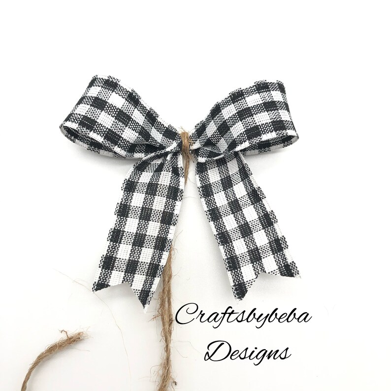 Black and White Plaid Bows / Small Buffalo Decorative Bows / image 4