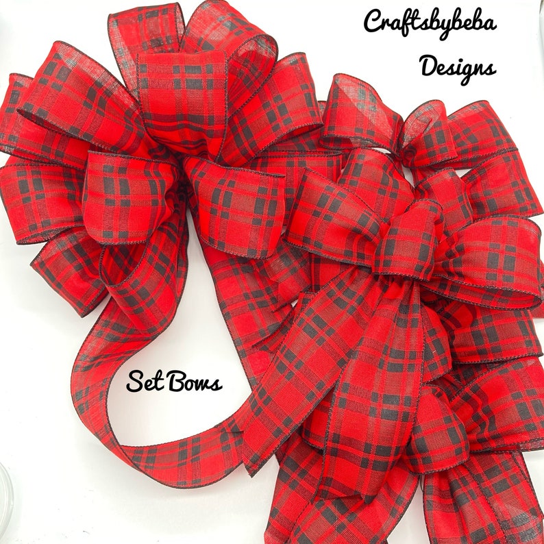 Christmas Tree Bows / Set 7 Bows / Xmas Tree Topper Small Etsy