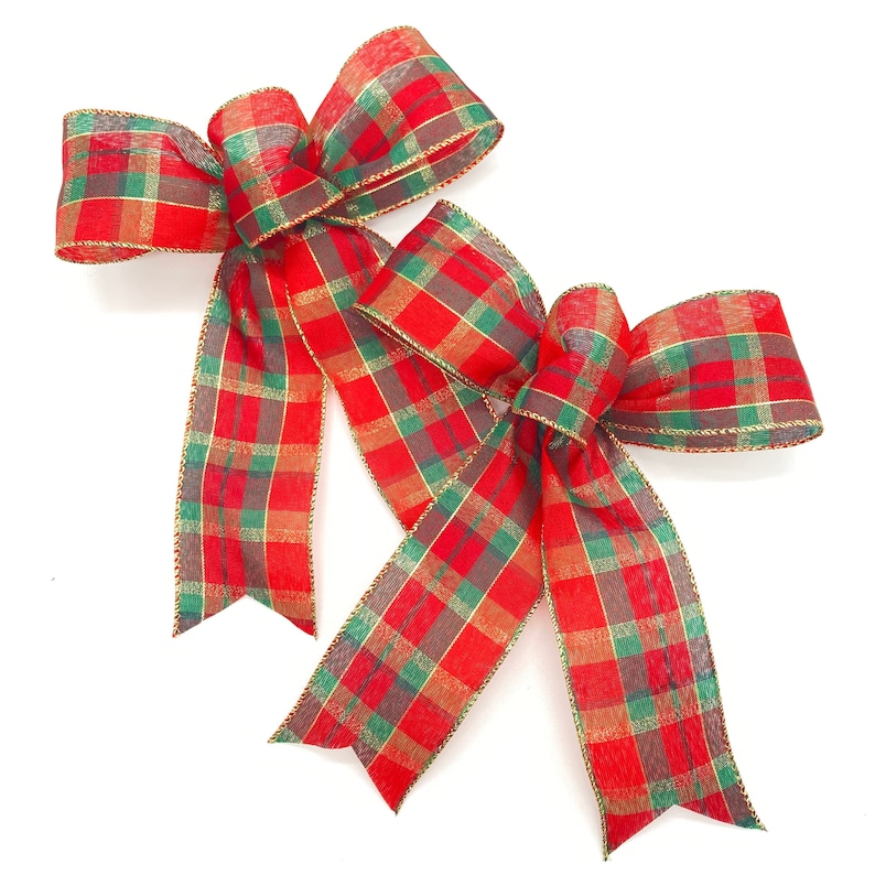 Christmas Classic Plaid Bows / Set 6 Bows / Christmas Tree Etsy