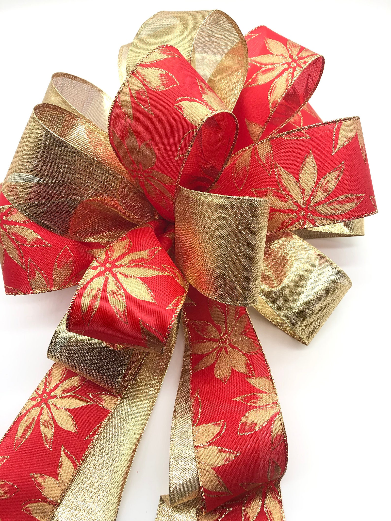 Weihnachtsdeko Schleifen / Rot und Gold Weihnachtsschleifen / Etsy.de