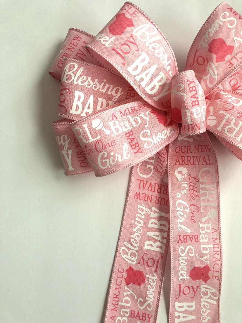 Pink Wreath Bow / Baby Girl Wreath Bow / It's a Girl Etsy