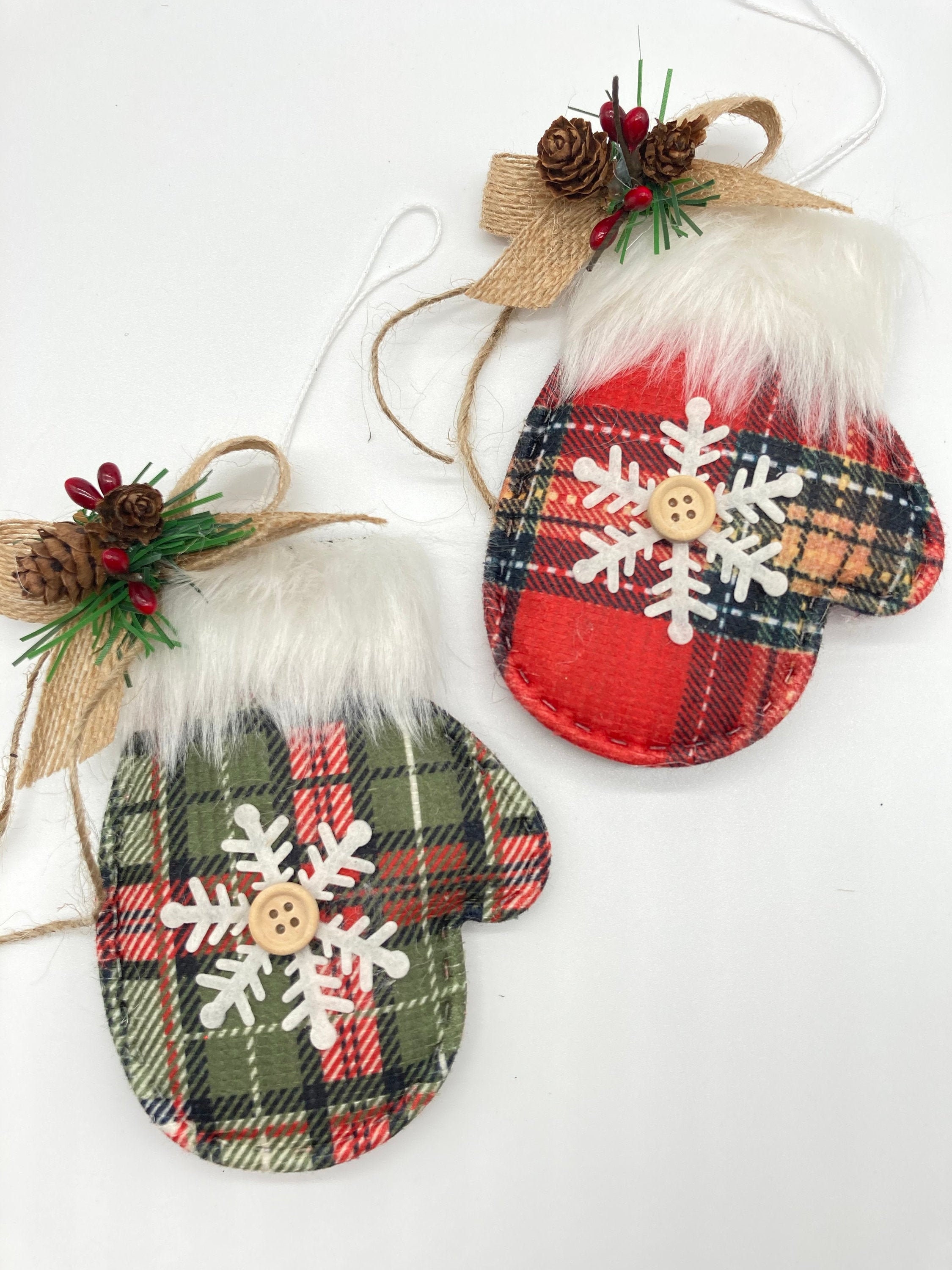 Mitten Christmas Ornaments / Set 2 Ornaments / Christmas