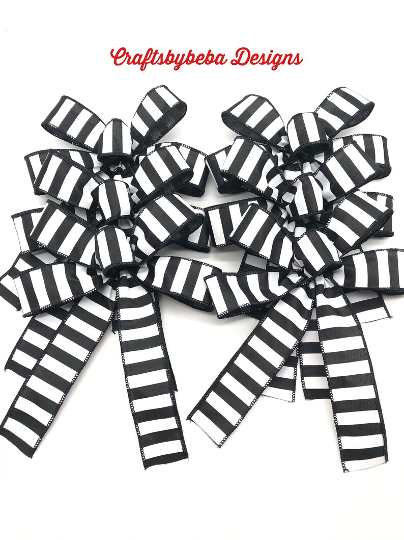 Black and White Bows / Set 6 Bows / Christmas Tree Decorative Etsy