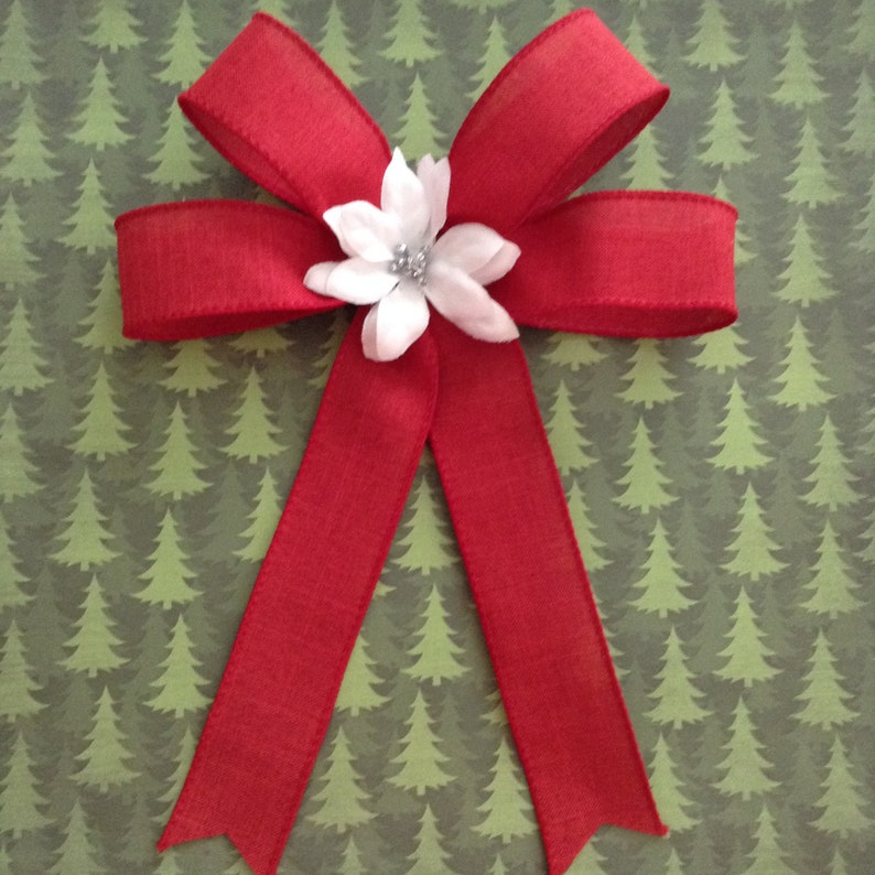 Christmas White Poinsettia Decorative Bows / Christmas Tree | Etsy