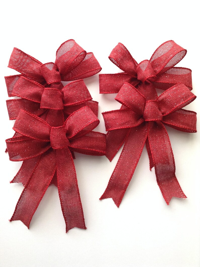 Burgundy Red Decorative Bows / Christmas Red Bows / Xmas Etsy