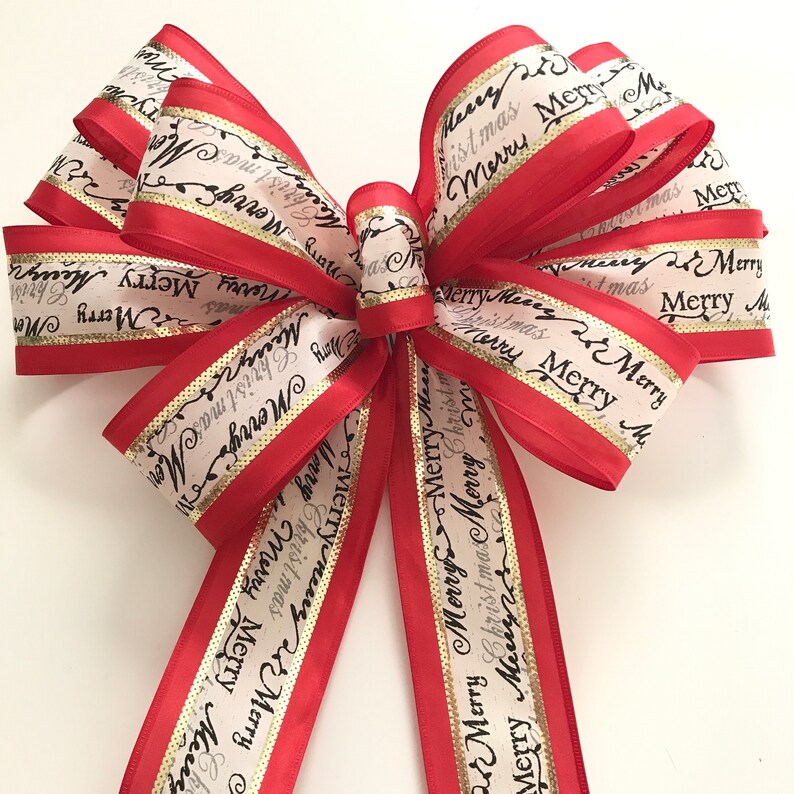 Christmas Wreath Bow / Xmas Decorative Bow / Wreath Bow / Red Etsy