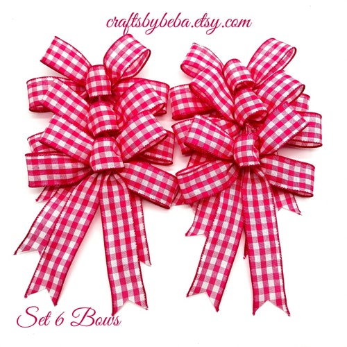 Pink Decorative Bows / Set 6 Bows / Easter Pink Decor Bows / Etsy