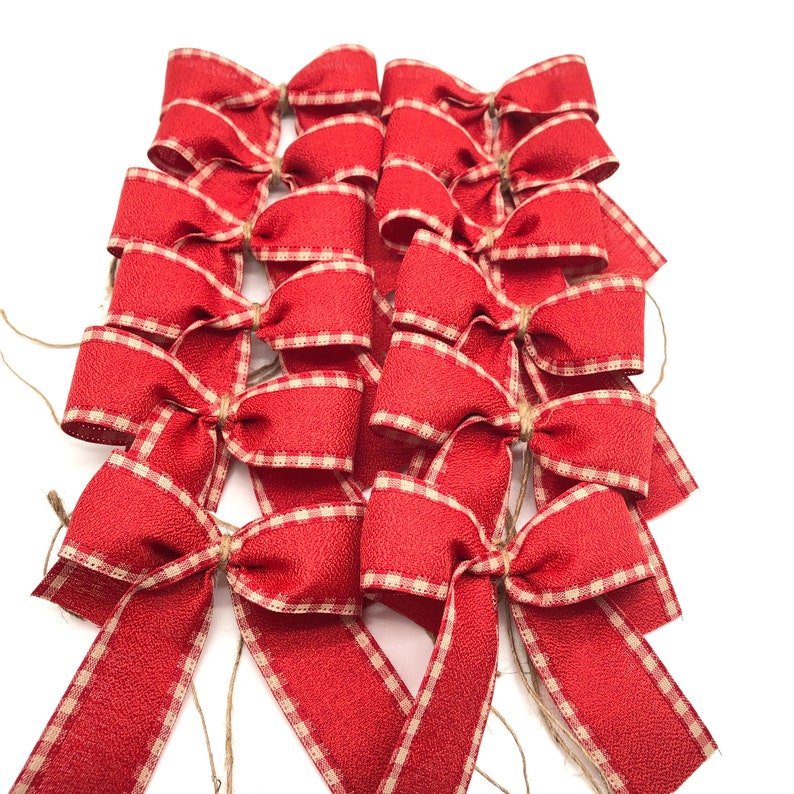 Red Christmas Bows / Set 12 Bows / Christmas Tree Bows / Etsy