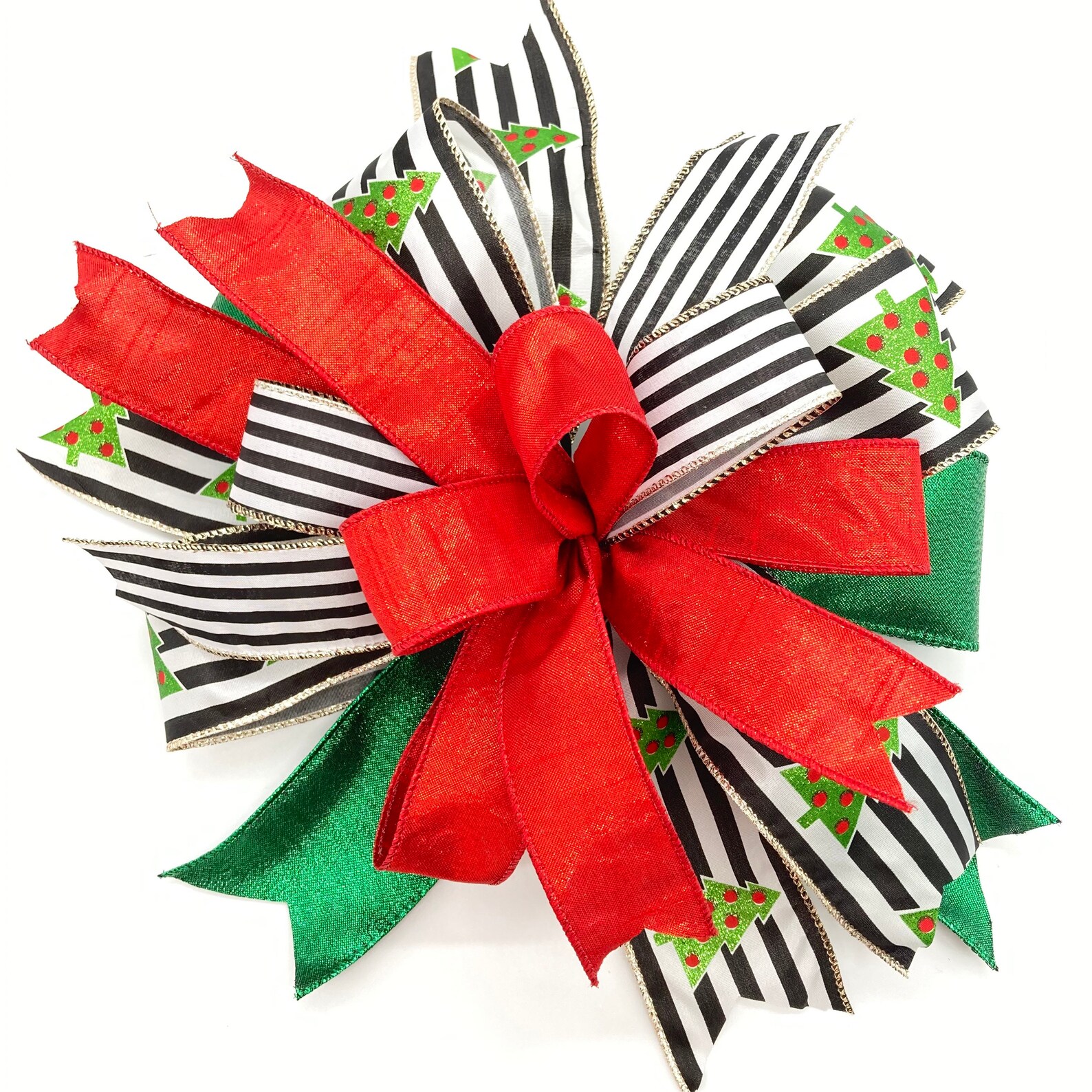 Christmas Tree Topper Bow / Christmaslantern Bow / Red Black Etsy