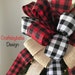 Christmas Tree Topper / Plaid Xmas Tree Topper / Buffalo Plaid Red - Black - Burlap Decorative Bow / Buffalo Christmas Tree Topper /Handmade 