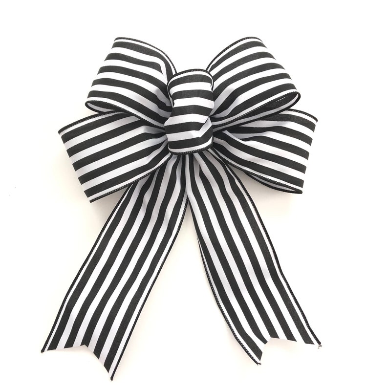 Black and White Striped Decorative Bows / Set of 5 Bows / | Etsy