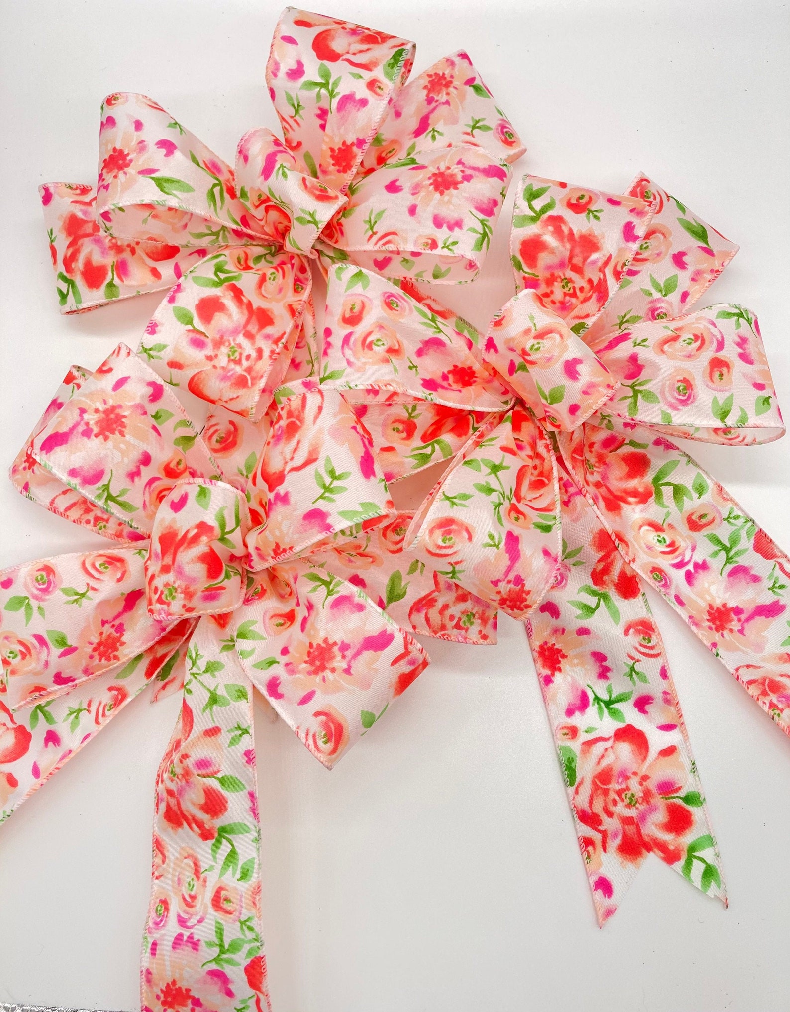 Floral Decorative Bow / Set 3 Bows / Summer Spring Bows / Etsy