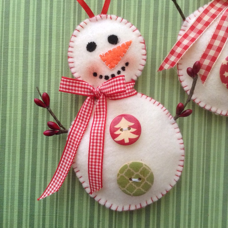 Christmas Snowman Ornaments Handmade Felt Christmas Etsy