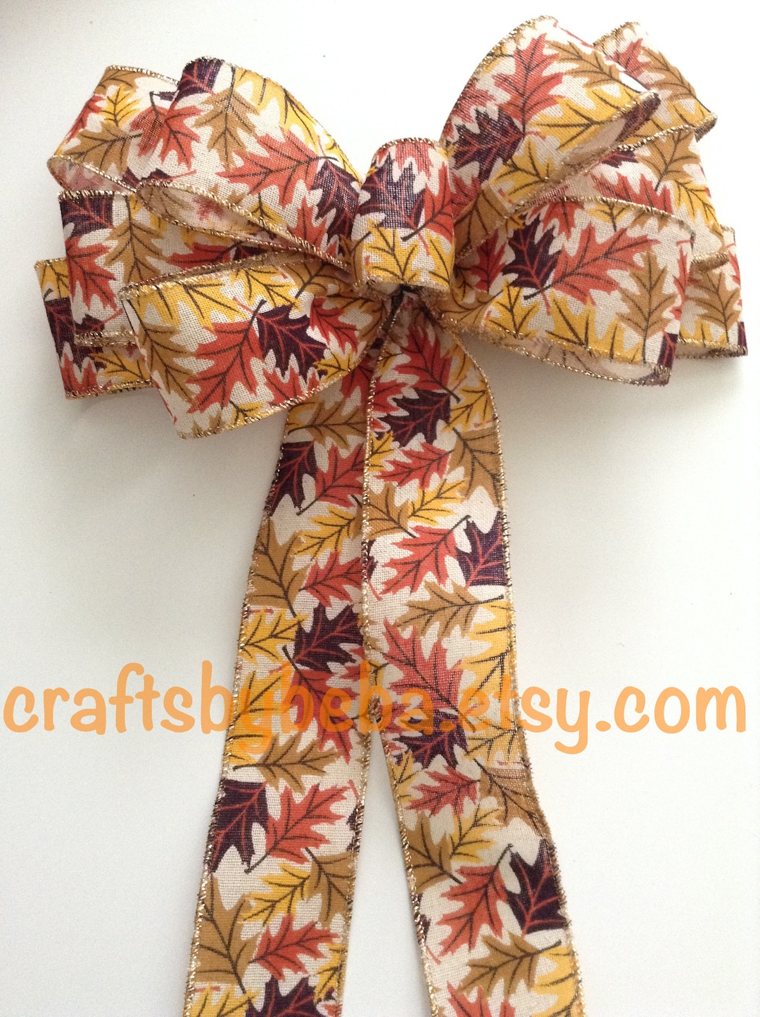 Harvest Wreath Bow Autumn Brown Yellow Orange Lantern Bow Thanksgiving ...