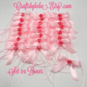 Pink Small Decorative Bows Baby Girl Shower Small Satin Decorative Bows Pink Party Favors Bows Baby Shower Pink Flower Bows Satin Pink Bows