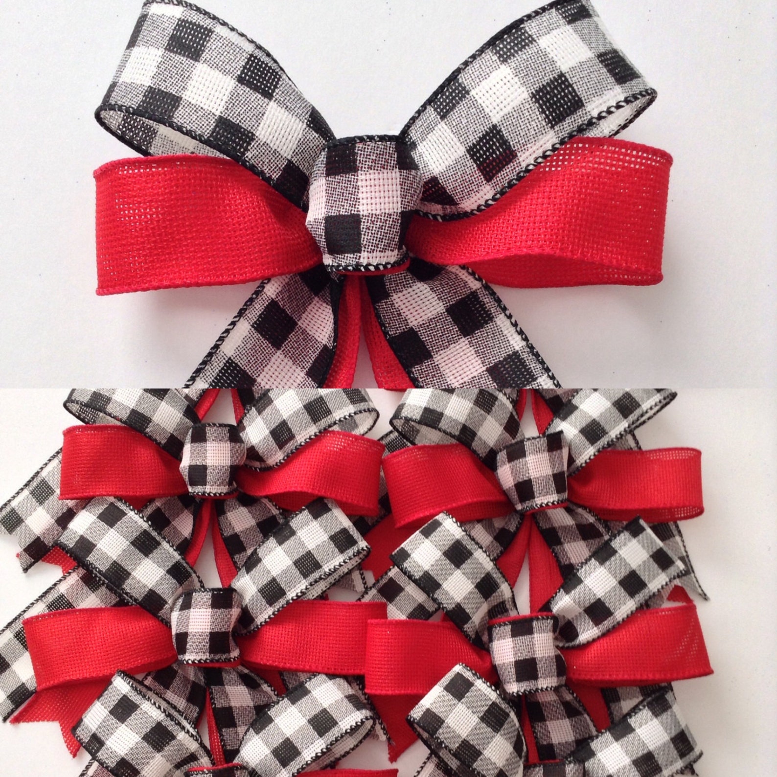 Christmas Plaid Decorative Bows / Christmas Tree Bows / Set of Etsy