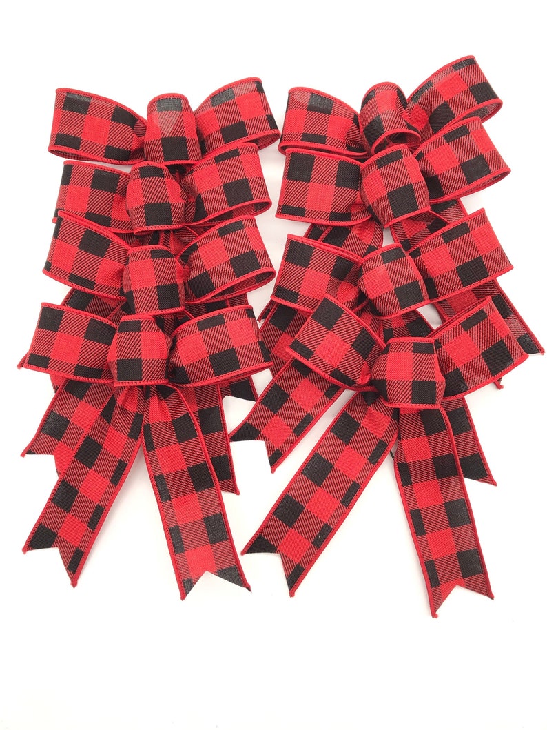 Christmas Tree Bows / Xmas Decorative Bows / Set of 8 Bows / Etsy