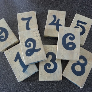 Table numbers standing antique white/midnight blue