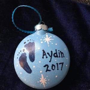 Baby Boy Hand-Painted Ornament First Christmas