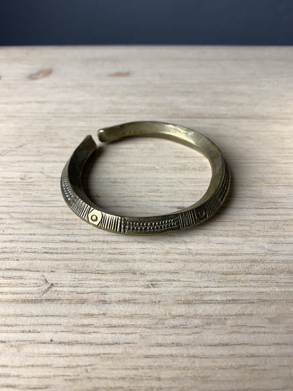 Hand carved Indian brass bangle - image 6