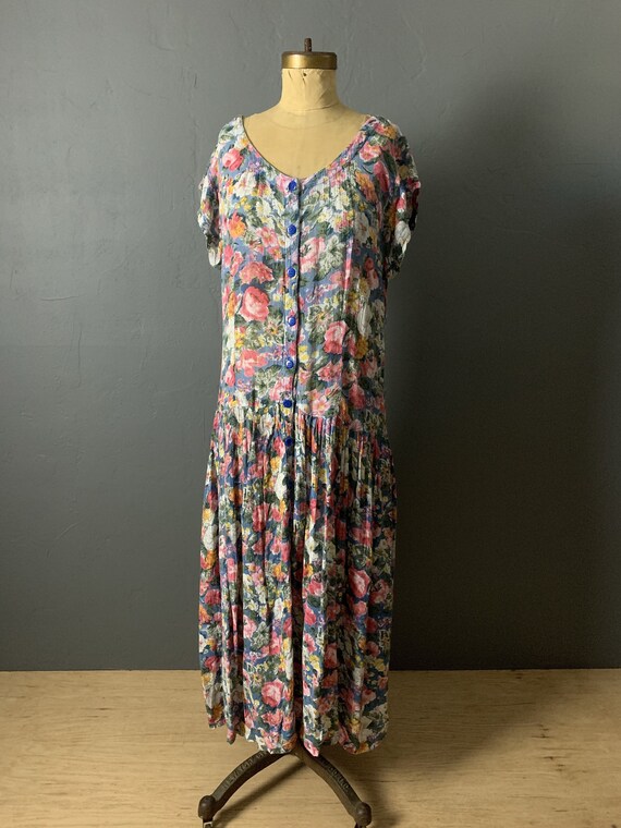 Indian rayon gauze floral dress