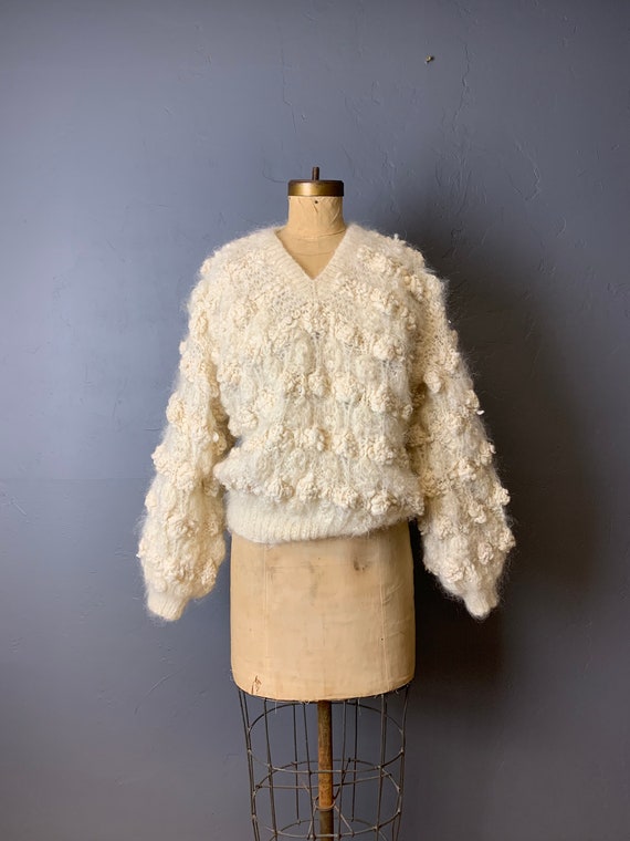 Wool popcorn puff sweater